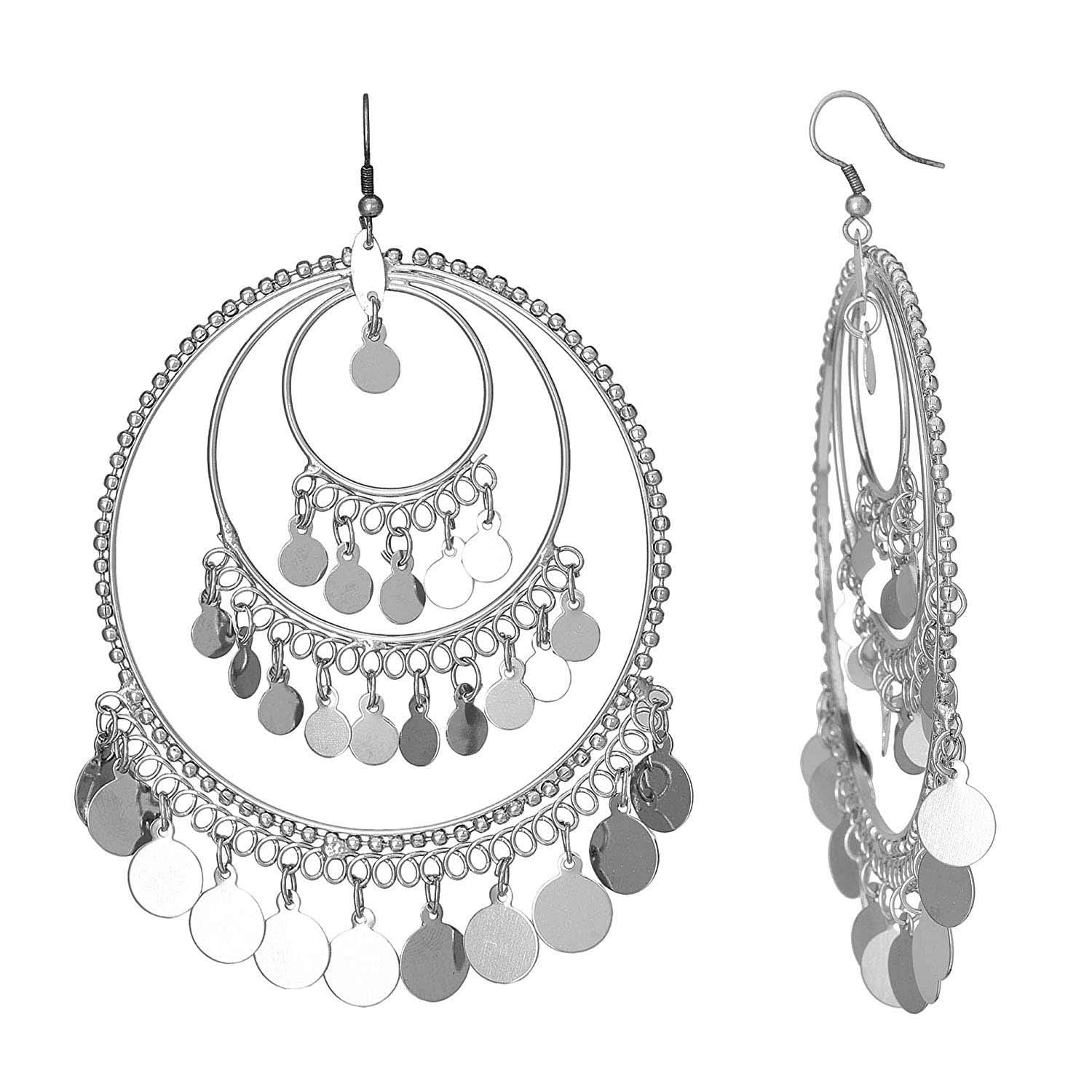 Silver-Plated Alloy Round Silver Earrings - The Pari | Swadesiicart