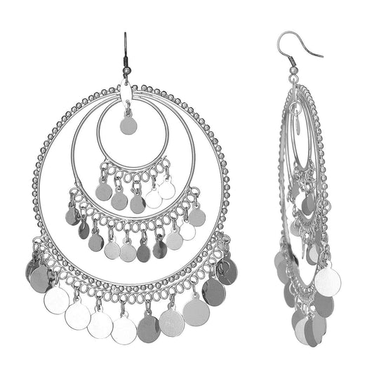 Silver-Plated Alloy Round Silver Earrings - The Pari | Swadesiicart