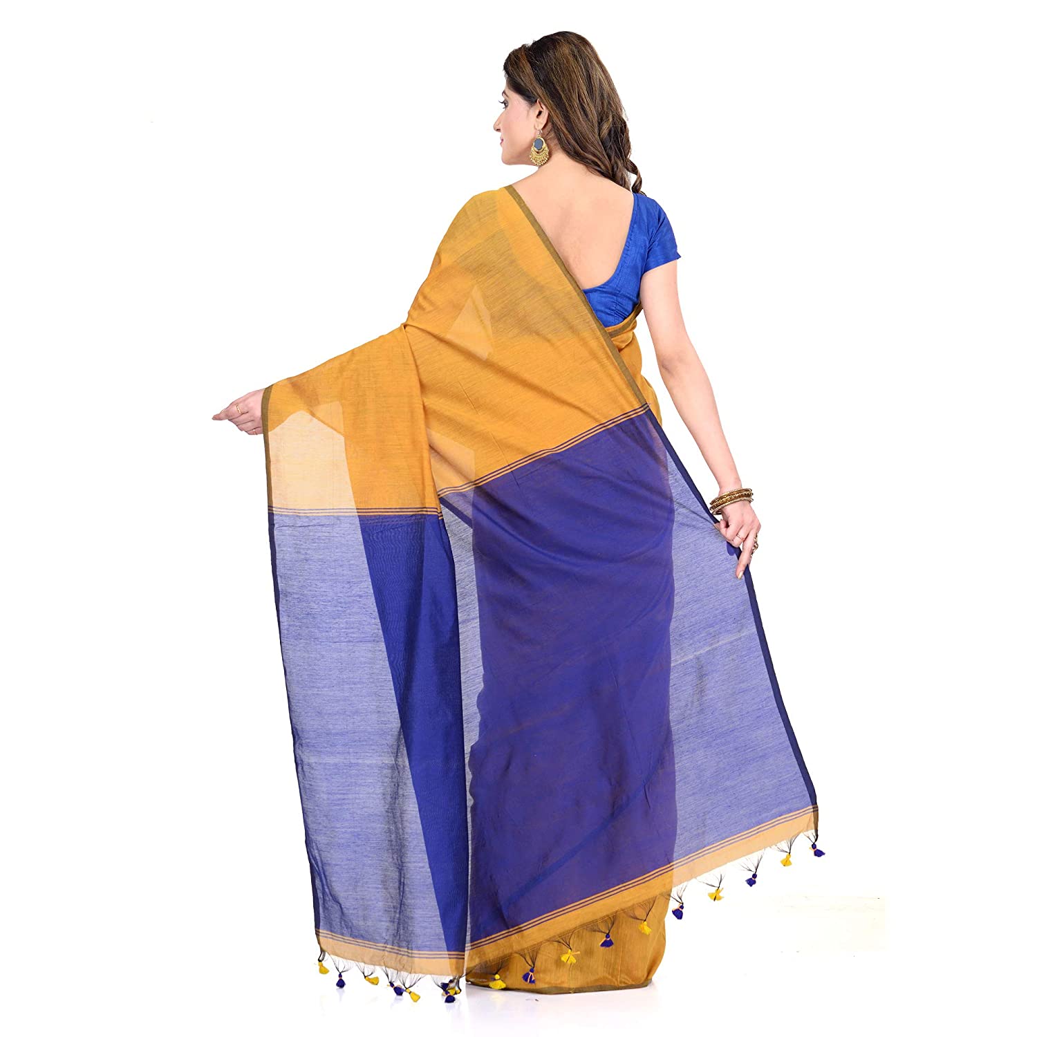 Desh Bidesh Women's Bengal Khadi Ghicha Handloom Cotton Silk Saree With Blouse Piece | Swadesiicart