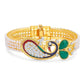 Gold-Polished Alloy Pearl Studded Peacock Enamel Bangle - The Pari - Swadesiicart