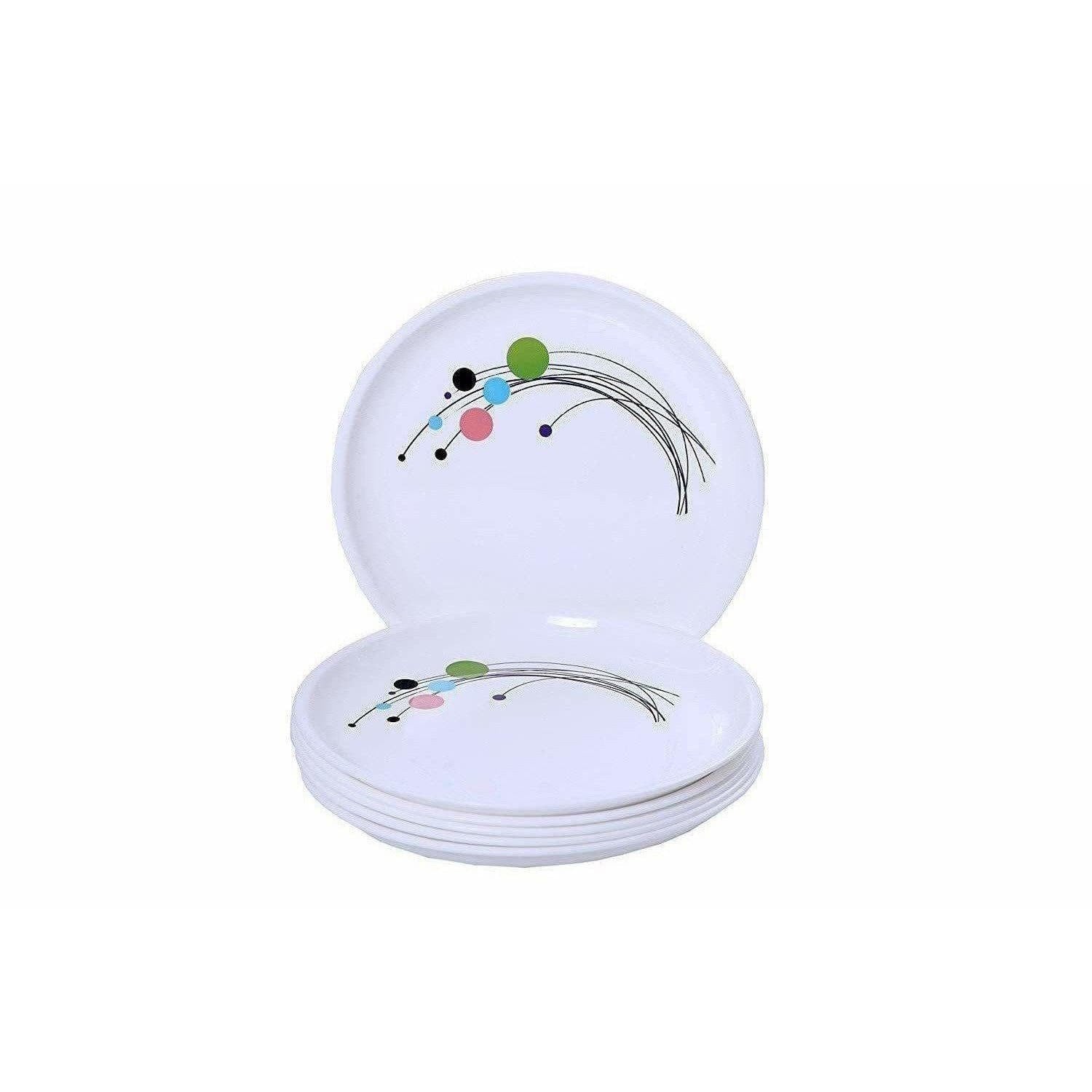 Round Plastic Half Plate Set, Set of 6, White - Swadesiicart