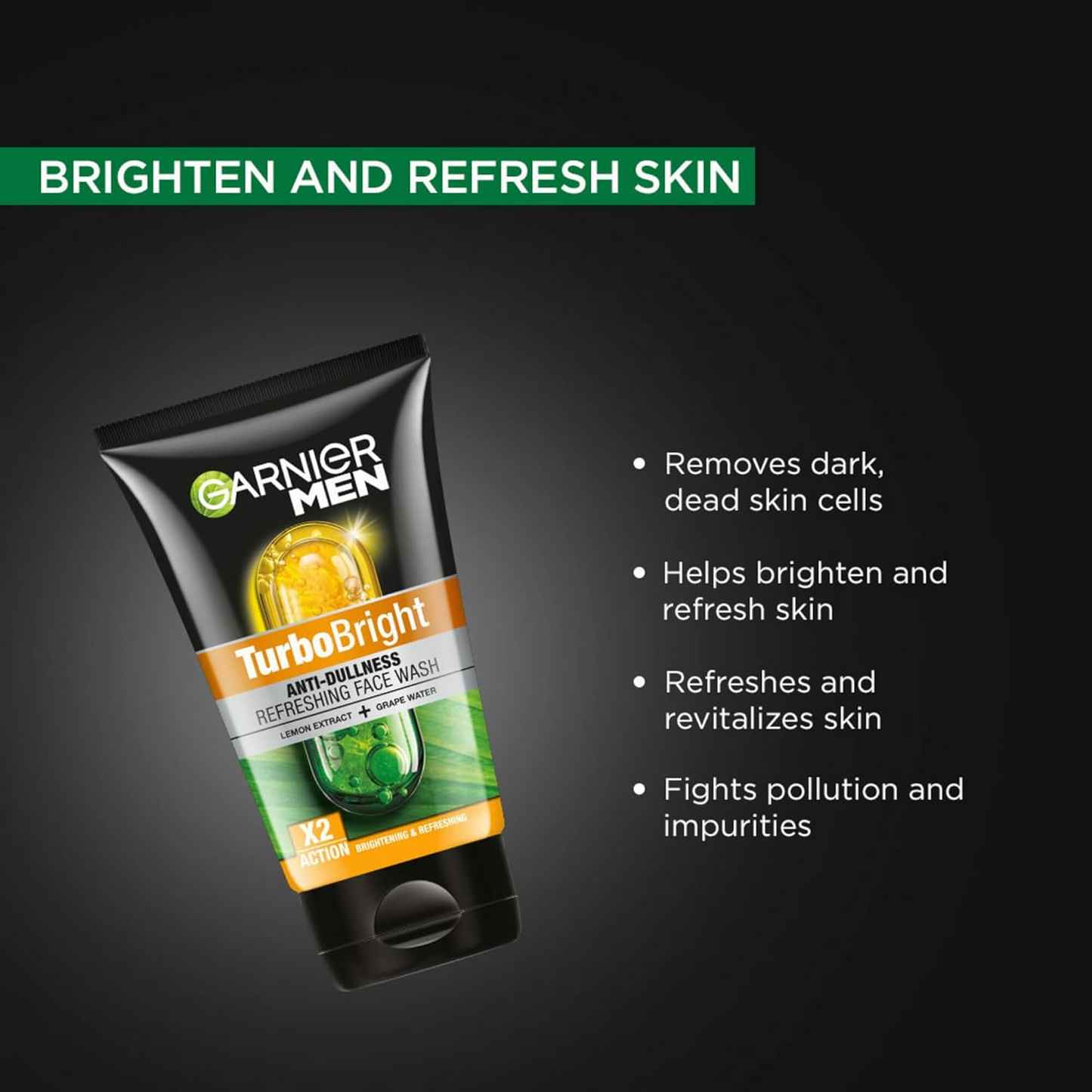 Garnier Men Turbo Bright Brightening Face Wash - Swadesiicart