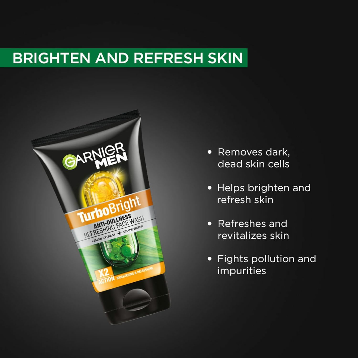 Garnier Men Turbo Bright Brightening Face Wash - Swadesiicart