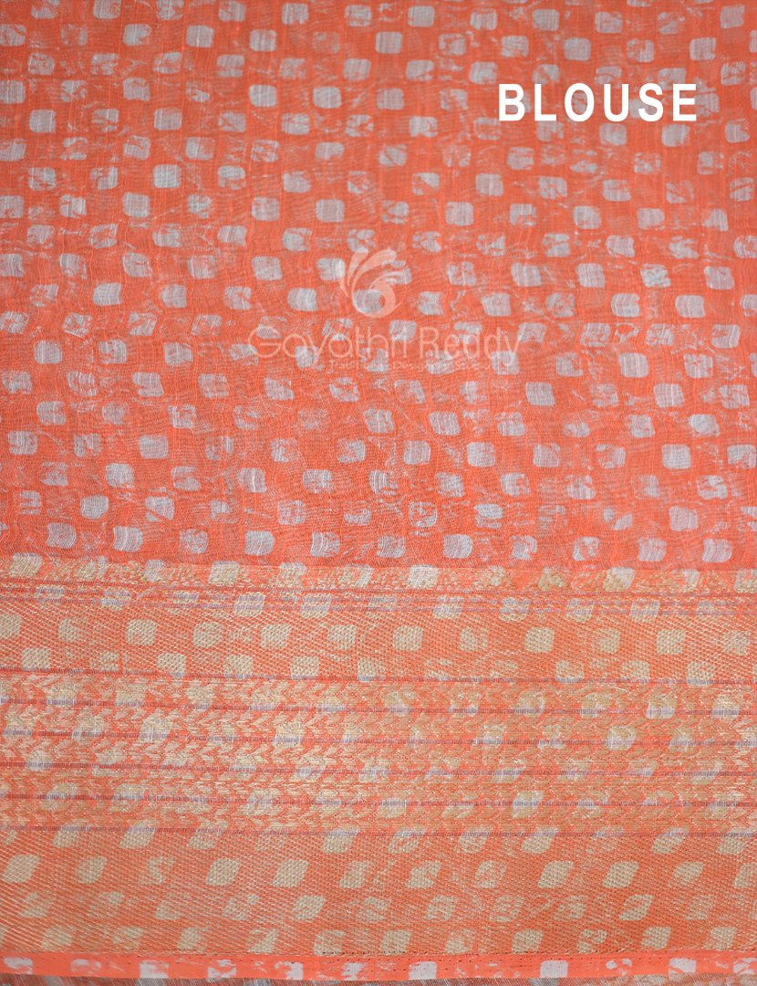 Shades of Light Peach With Floral Print Semi Chanderi Saree By Gayathri Reddy Designer Studio | Swadesiicart