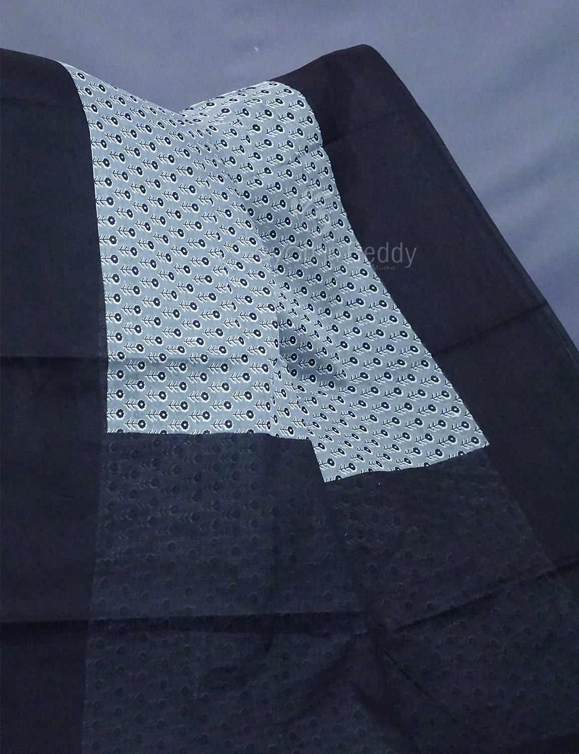 Grey Colour Floral Print Pure Mulmul Cotton Saree By Gayathri Reddy Designer Studio | Swadesiicart