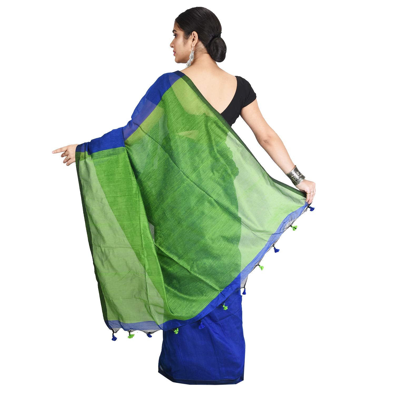 Desh Bidesh Women's Bengal Khadi Ghicha Handloom Cotton Silk Saree With Blouse Piece | Swadesiicart