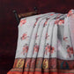 Mix of Grey and Orange Floral Print Semi Chanderi Saree By Gayathri Reddy Designer Studio | Swadesiicart