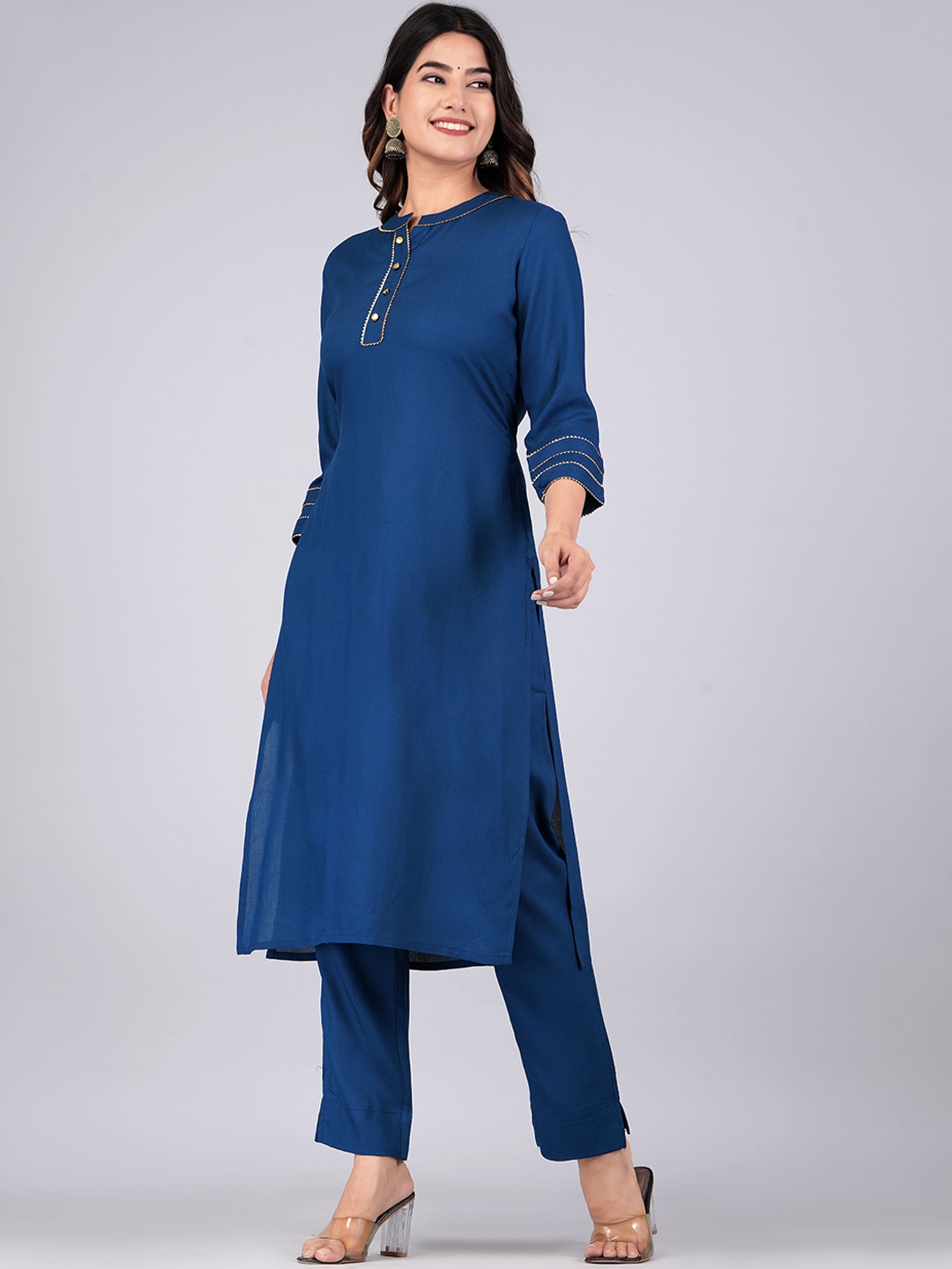 Kalini Regular Gotta Patti Kurta With Trousers - Swadesiicart