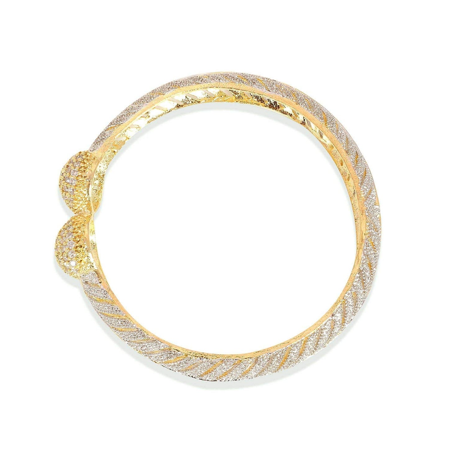 Gold-Polished Alloy Gold Silver American Diamond 4 Bangles - The Pari - Swadesiicart
