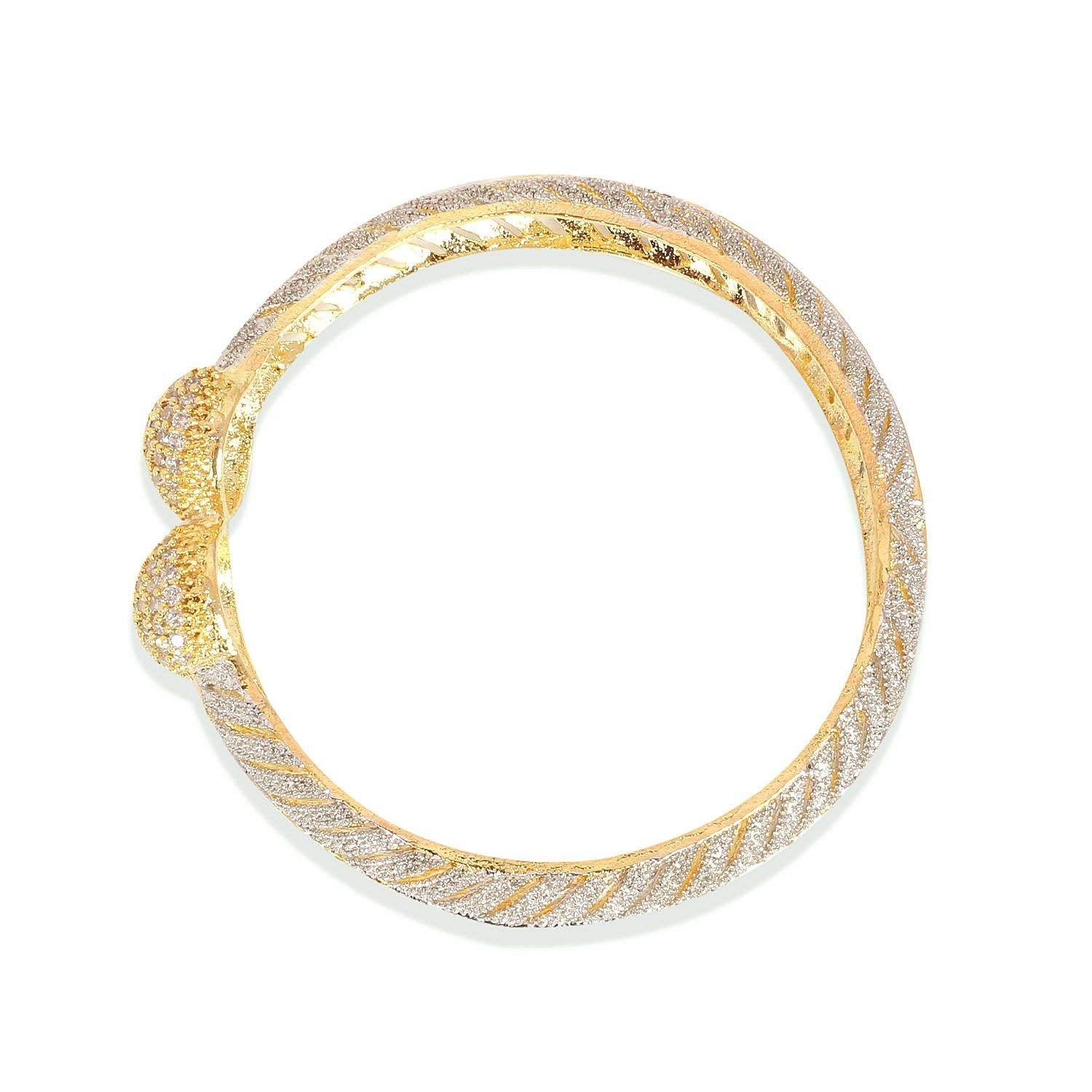 Gold-Polished Alloy Gold Silver American Diamond 4 Bangles - The Pari - Swadesiicart