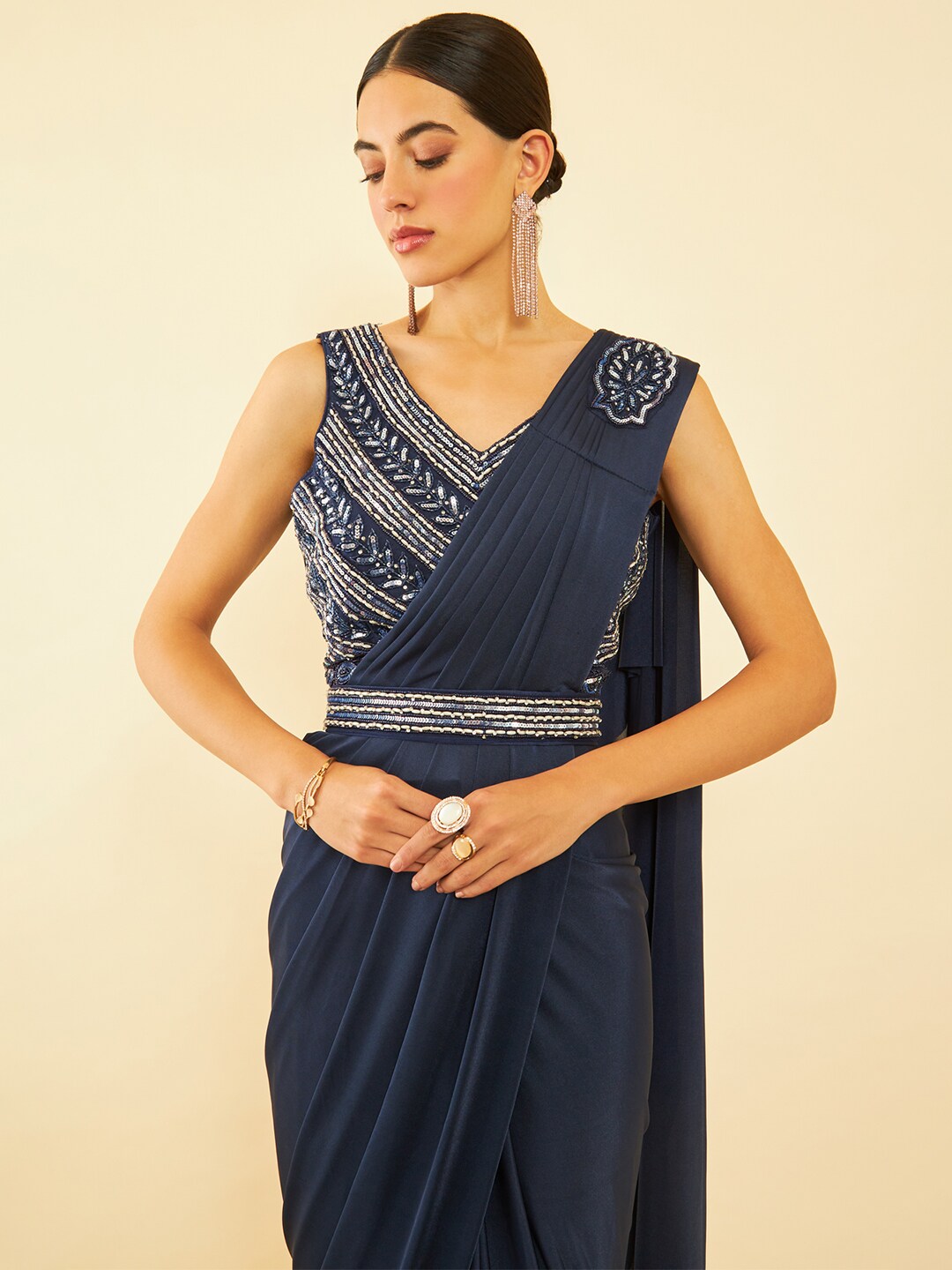 Soch Beads and Stones Ready to Wear Saree | Swadesiicart