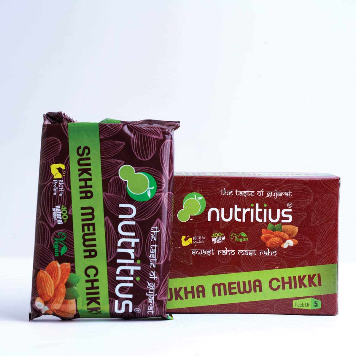 Nutritius Hazelnut Butter & Sukha MEWA Chikkis, 125 Grams (Pack of 3) - Starter Pack | Swadesiicart