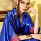 InWeave Women's Blue Pink Brocade Satin Boho Kurta Palazzo Set - Swadesiicart
