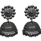 Rhodium-Plated Alloy Black Metallic Jhumki Earrings - The Pari - The Pari - Dinesh Associates