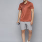 Alcis Men Rust Printed Polo Collar Slim Fit T-shirt | Swadesiicart