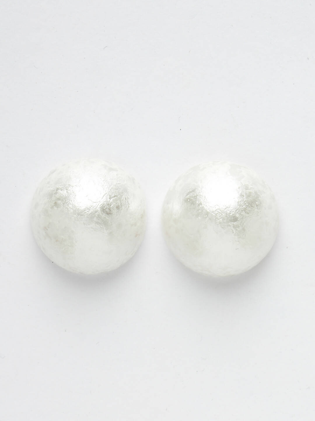 NVR Women's White Color Circular Moon Stud Earrings | Swadesiicart