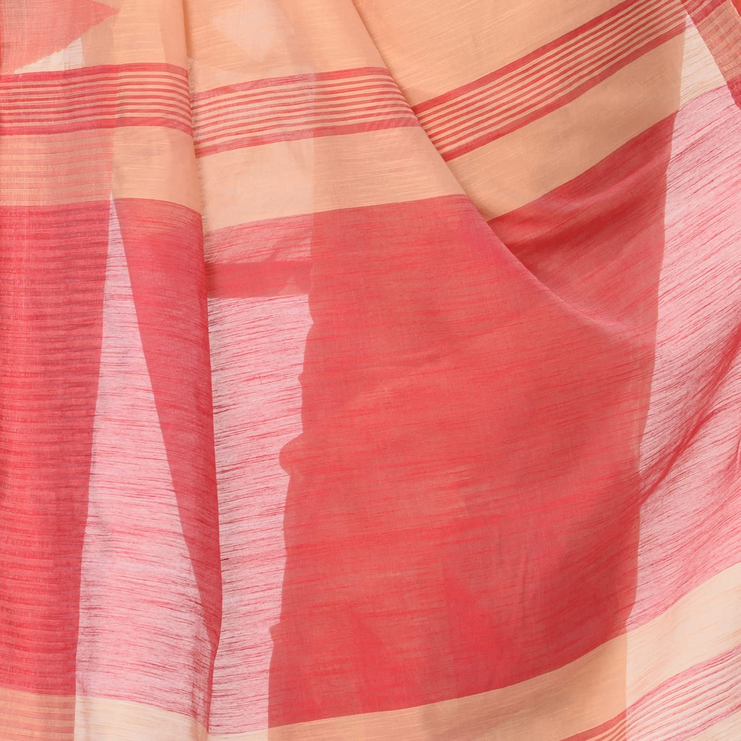 Desh Bidesh Women's Traditional Bengali Handloom Tant Pure Cotton Saree Khadi Temple Par Designed With Blouse Piece | Swadesiicart