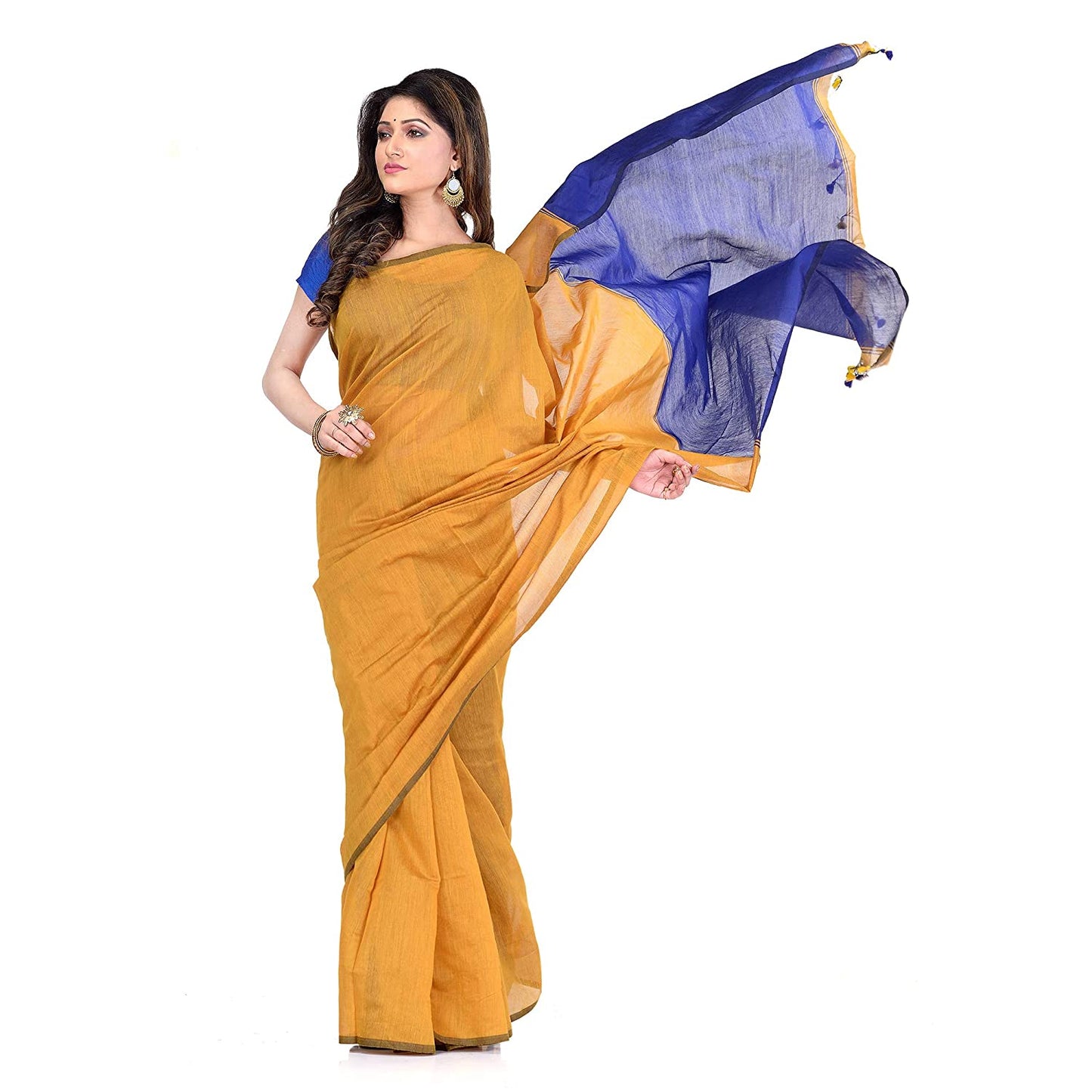 Desh Bidesh Women's Bengal Khadi Ghicha Handloom Cotton Silk Saree With Blouse Piece | Swadesiicart