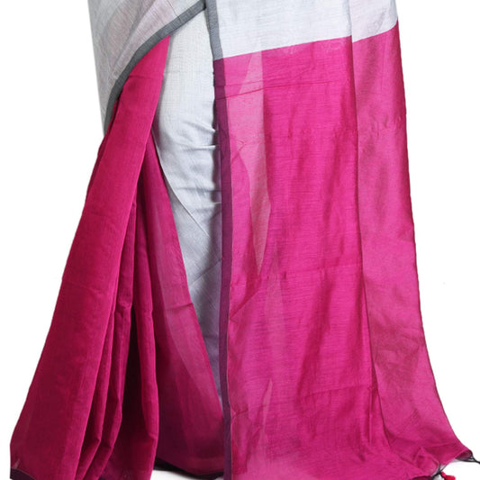 Desh Bidesh Women's Bengal Khadi Ghicha Handloom Cotton Silk Saree With Blouse Piece | Swadesiicart