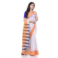 Desh Bidesh Women's Traditional Bengali Handloom Tant Pure Cotton Saree Khadi Bicolor Ball Temple Par Desigined With Blouse Piece | Swadesiicart