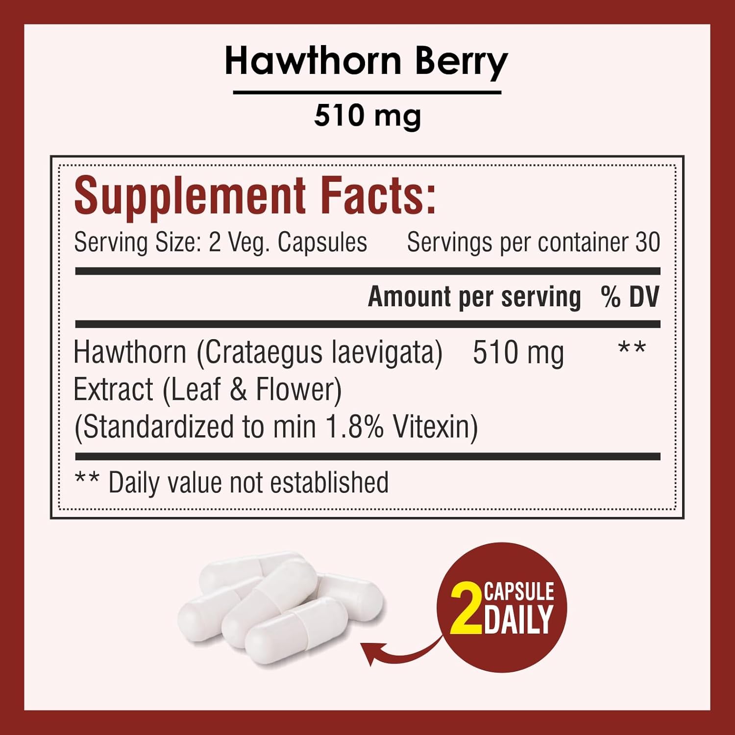 Biotrex Hawthorn Berry 510Mg Veg Capsules - Swadesiicart