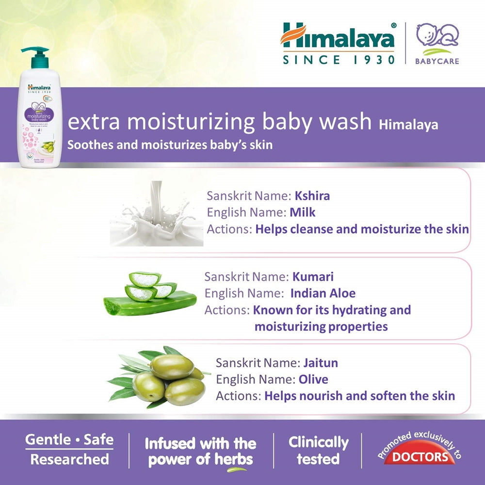 Himalaya Extra Moisturizing Baby Wash | Deep Hydration Ayurvedic Body Wash for Dry Baby Skin - Swadesiicart