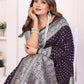 Aastha Fashion Purple Georgette Silk Zari Weaving Saree