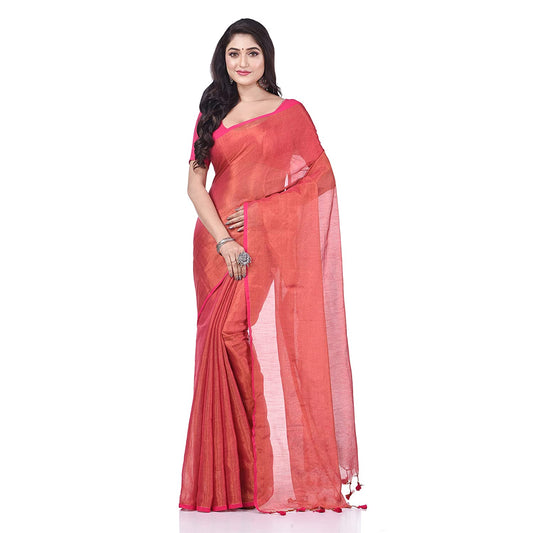 Desh Bidesh Women's Bengal Mayurkonthi Color Changer Tissue Khadi Pure Handloom Cotton Saree With Blouse Piece | Swadesiicart