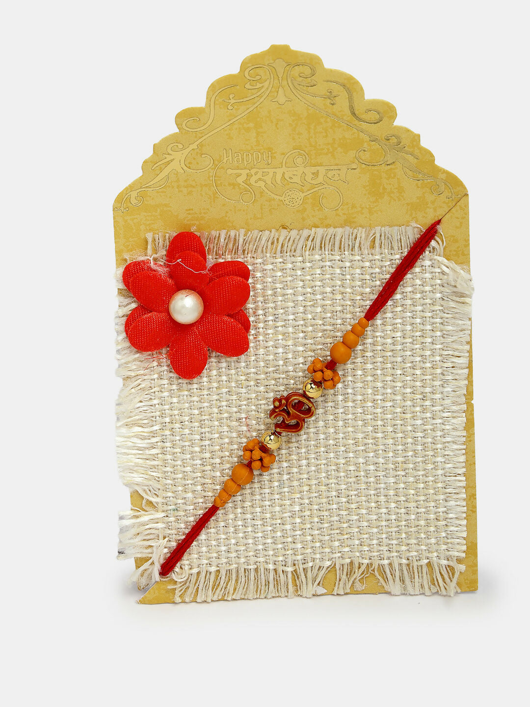 NVR Men Set of 2 Gold-Toned Ganesha Stone-Studded Rakhi With Roli Chawal | Swadesiicart