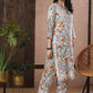ADA Floral Printed Round Neck Regular Lucknowi Chikankari Kurta with Trousers | Swadesiicart