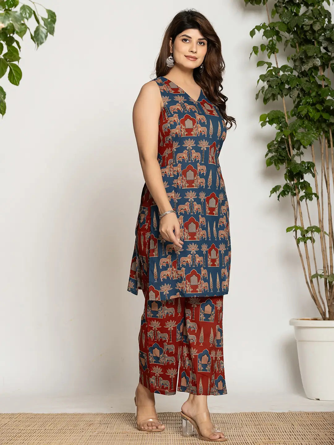 Yufta Cotton Sleeveless Co-Ord Set - Swadesiicart