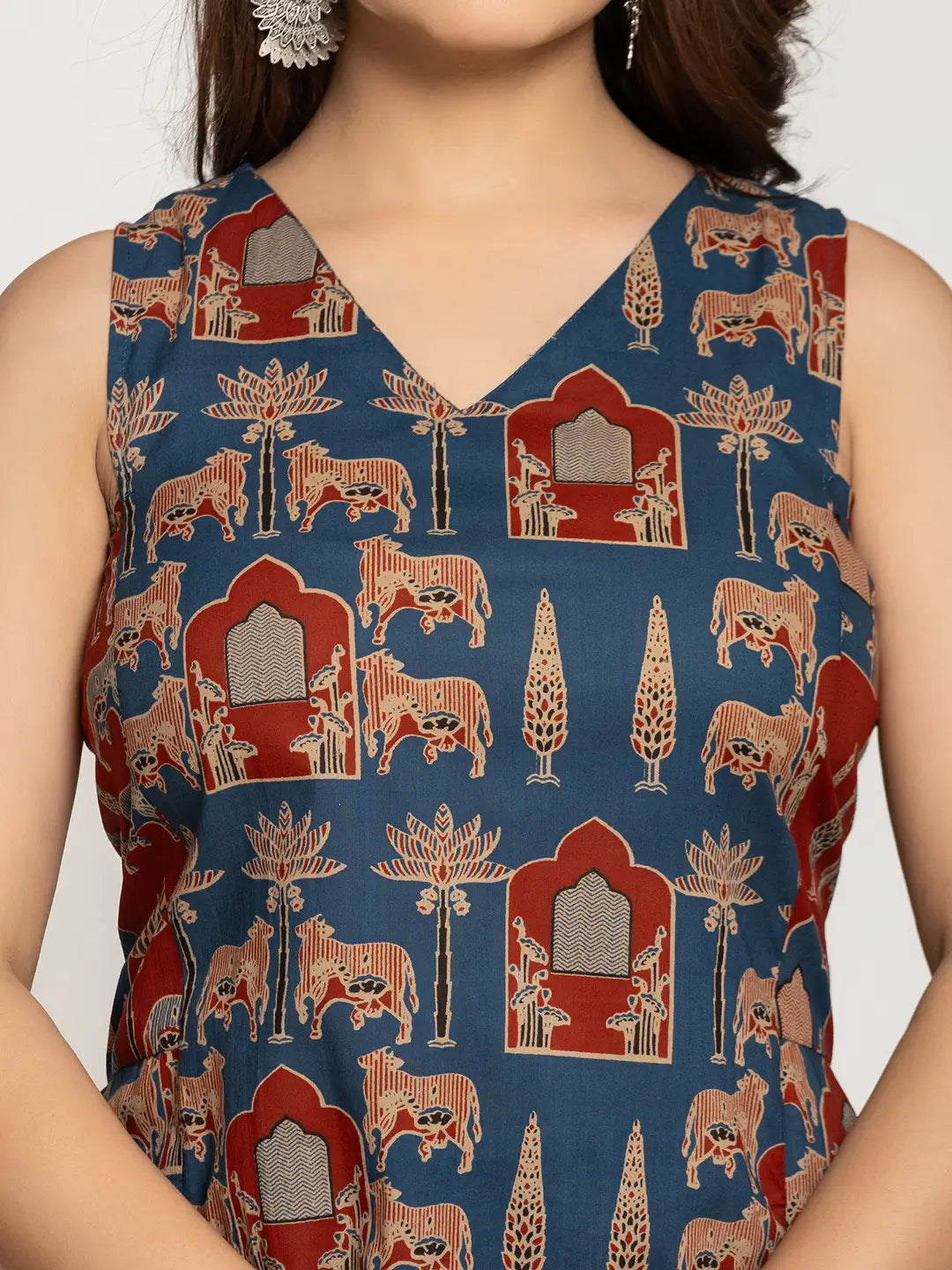 Yufta Cotton Sleeveless Co-Ord Set - Swadesiicart