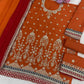Anaita Orange Chinon Suit With Embroidered Sequins & Mirror Work
