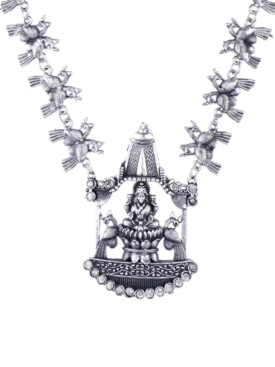 Cardinal Silver-Toned Oxidised Long Jewellery Set Jewellery Set - Swadesiicart