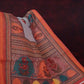 Mix of Grey and Orange Floral Print Semi Chanderi Saree By Gayathri Reddy Designer Studio | Swadesiicart