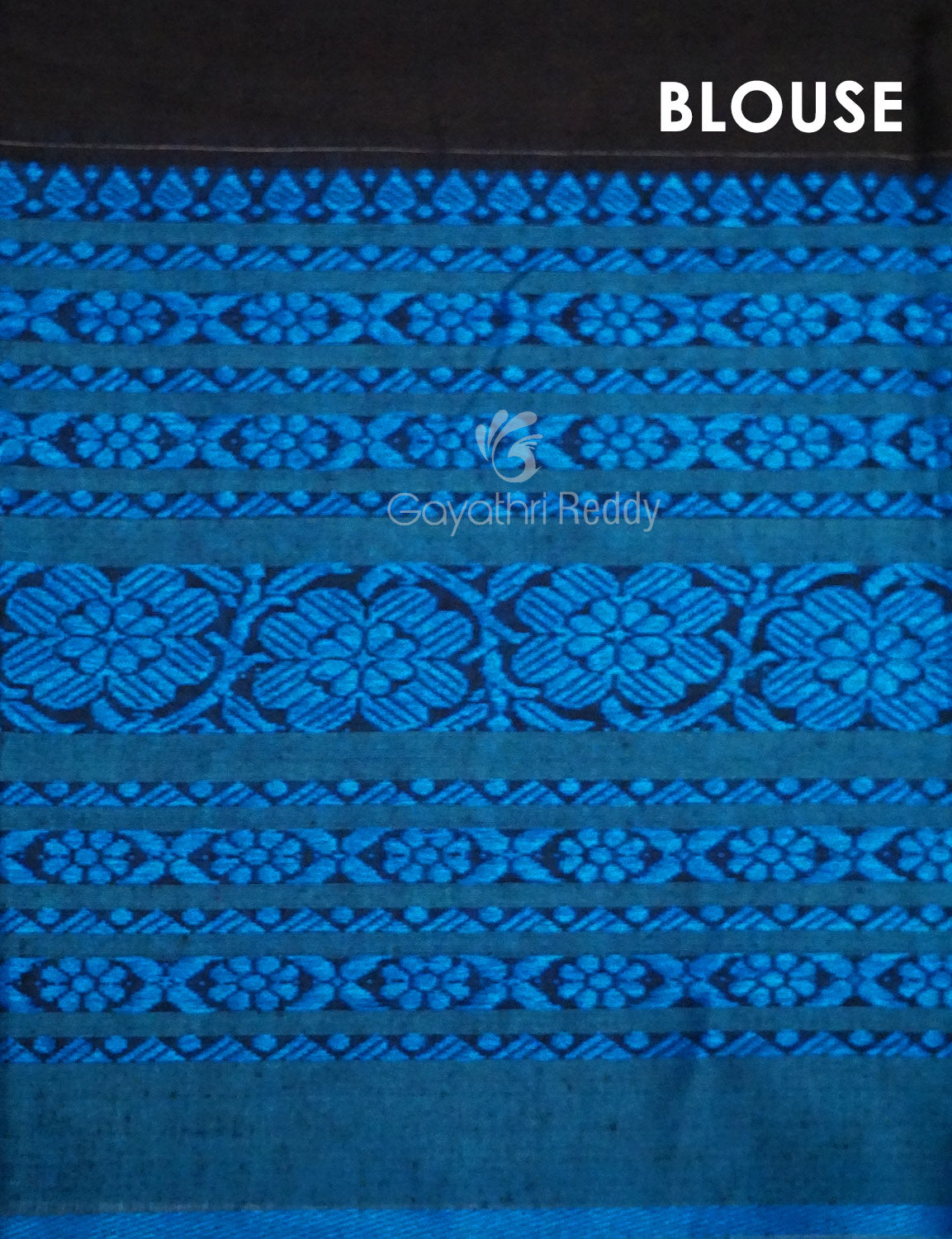 Black And Ink Blue Colour Contrast Thread Border Khadi Cotton Saree By Gayathri Reddy Designer Studio | Swadesiicart