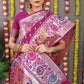 Jyoti Fashion Women's Magenta Banarasi Silk Zari Woven Saree with Blouse | Swadesiicart