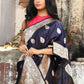 Joban Fashion Navy Blue Pure Katan Pure Handloom Banarasi Silk Saree | Swadesiicart