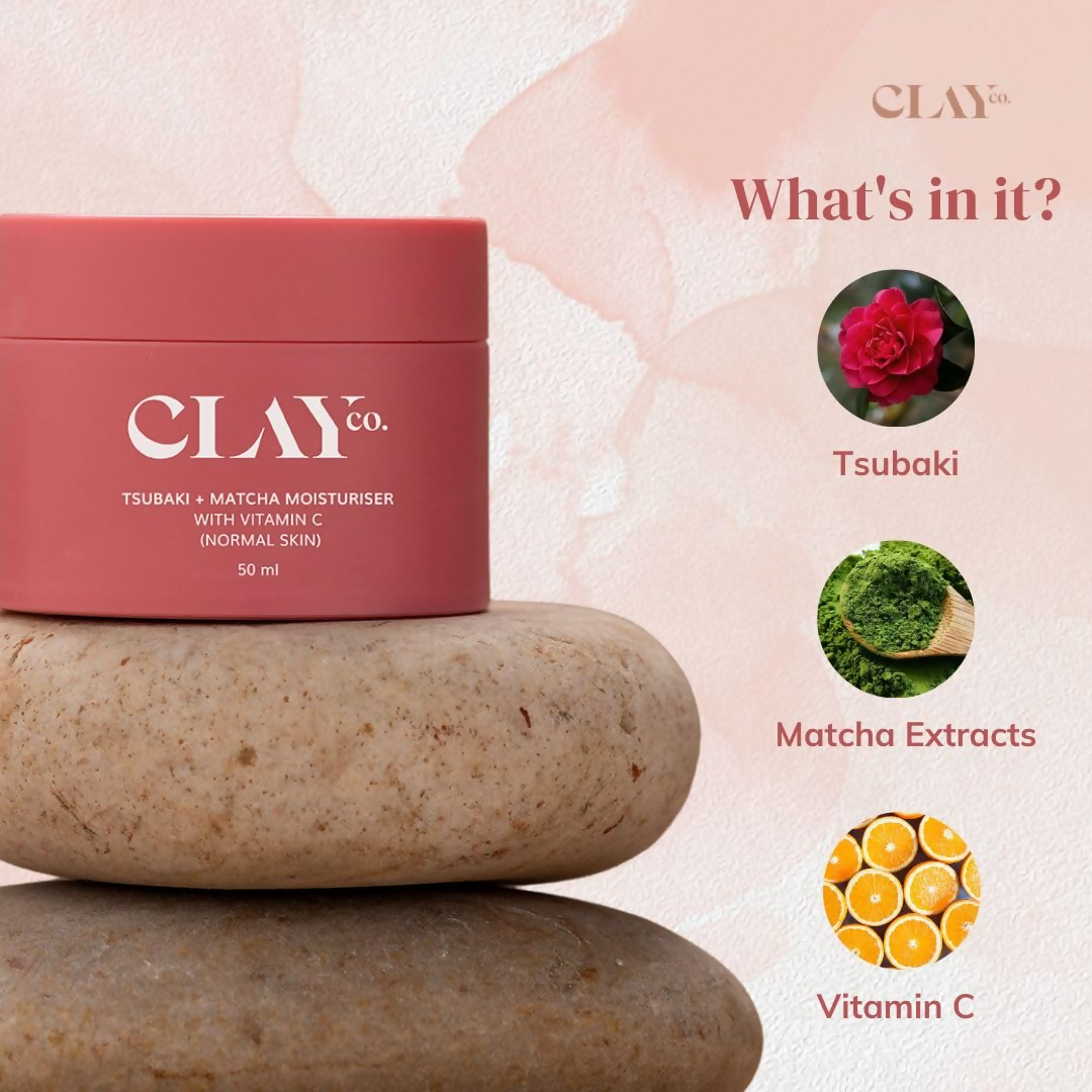 Clayco Tsubaki + Matcha Moisturizer With Vitamin C | Swadesiicart
