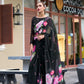 Anaita Black Designer Printed Pure Georgette Saree With Blouse