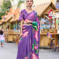 Anaita Lavender Designer Printed Pure Georgette Saree With Blouse