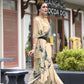 Anaita Cream Designer Printed Pure Georgette Saree With Blouse