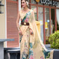Anaita Cream Designer Printed Pure Georgette Saree With Blouse