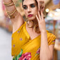 Anaita Mustard Designer Printed Pure Georgette Saree With Blouse