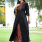 Juniper Women's Black Rayon Embroidered & Printed High-Slit Kurta Sets | Swadesiicart