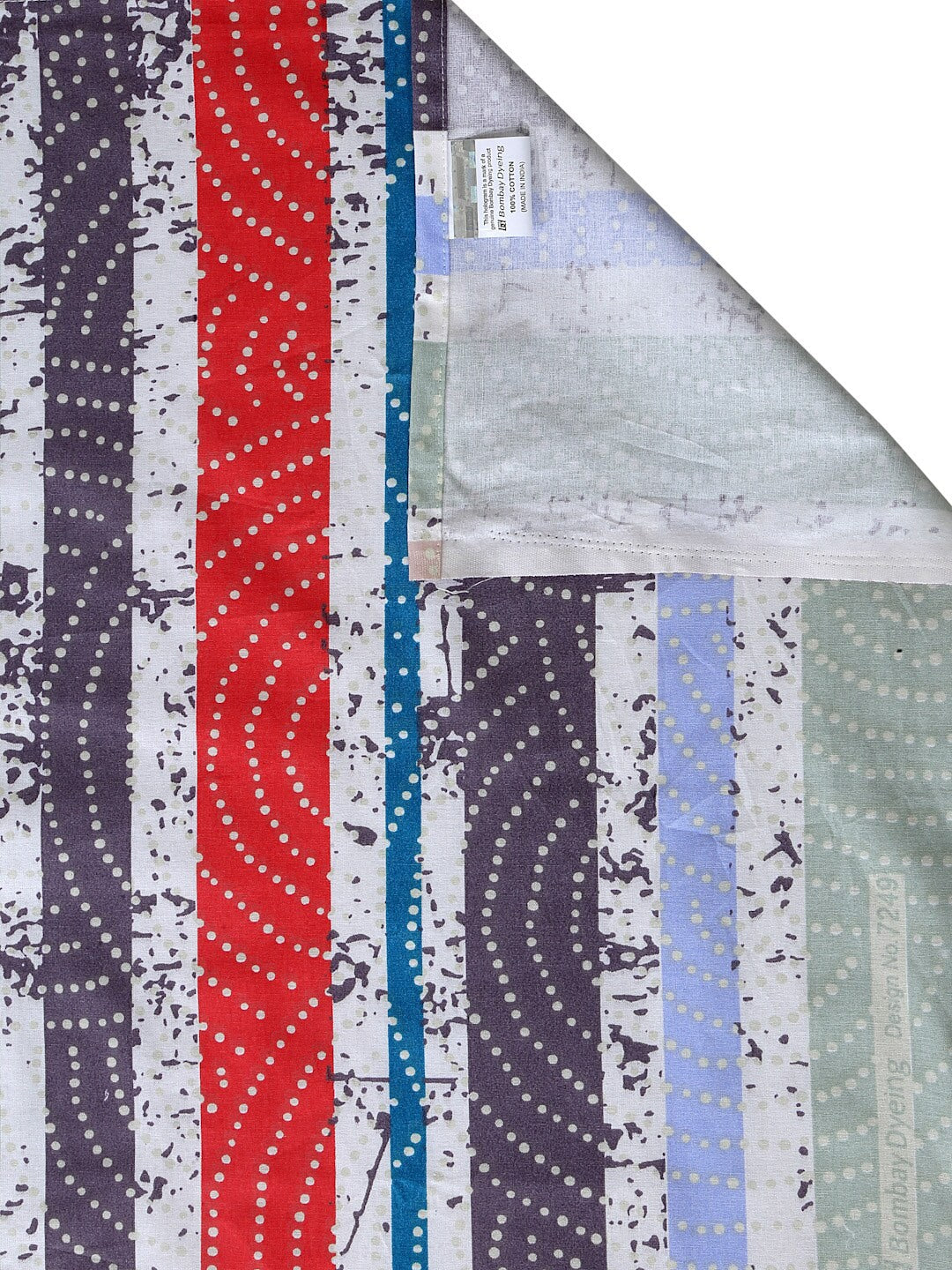 BOMBAY DYEING Red & Blue Striped Cotton 120 TC King Bedsheet with 2 Pillow Covers - Swadesiicart