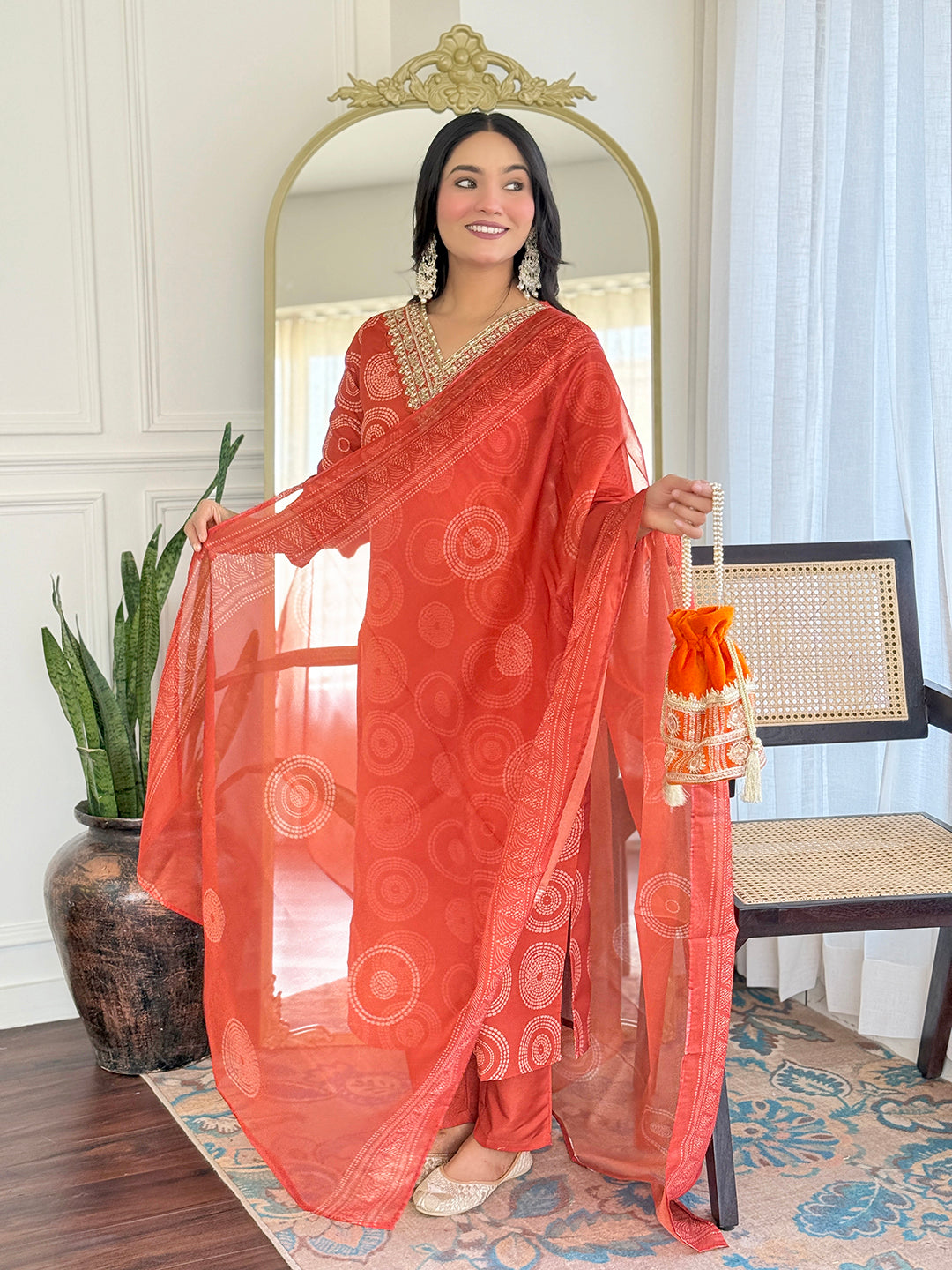 The52 Women's Gorgeous Rayon Embroidery Straight Kurta with Pant And Dupatta Set - Swadesiicart