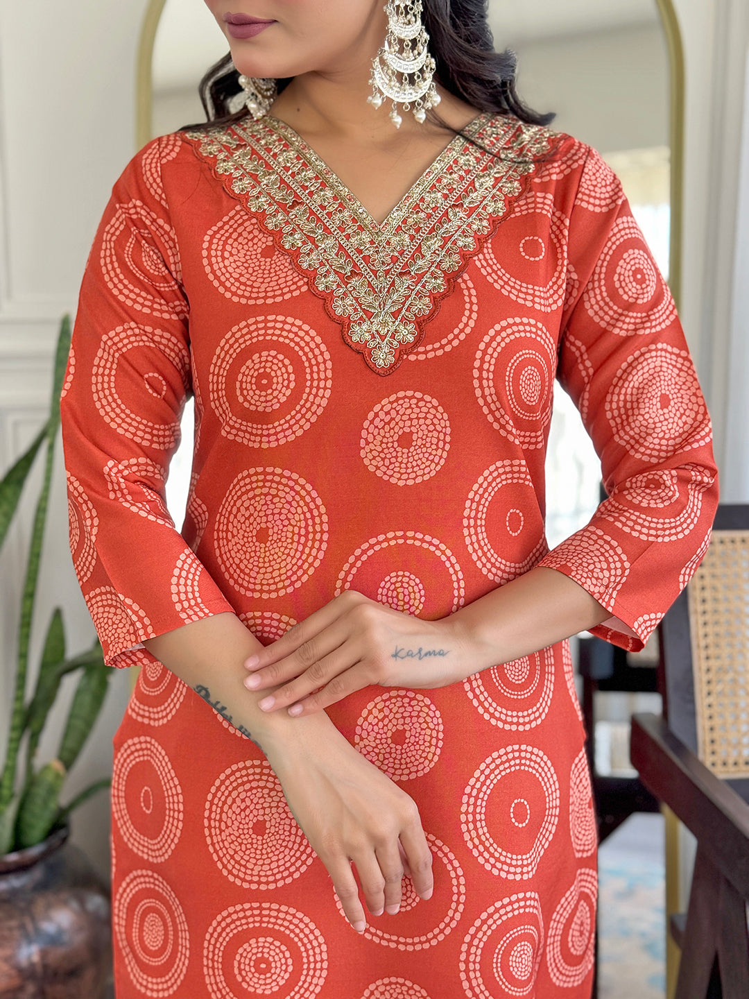 The52 Women's Gorgeous Rayon Embroidery Straight Kurta with Pant And Dupatta Set - Swadesiicart