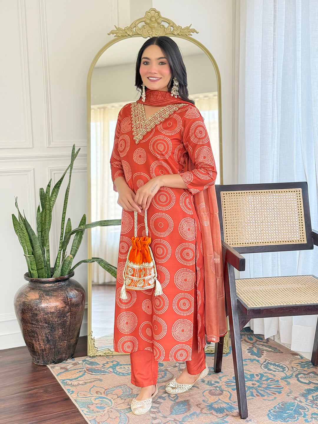 The52 Women's Gorgeous Rayon Embroidery Straight Kurta with Pant And Dupatta Set - Swadesiicart