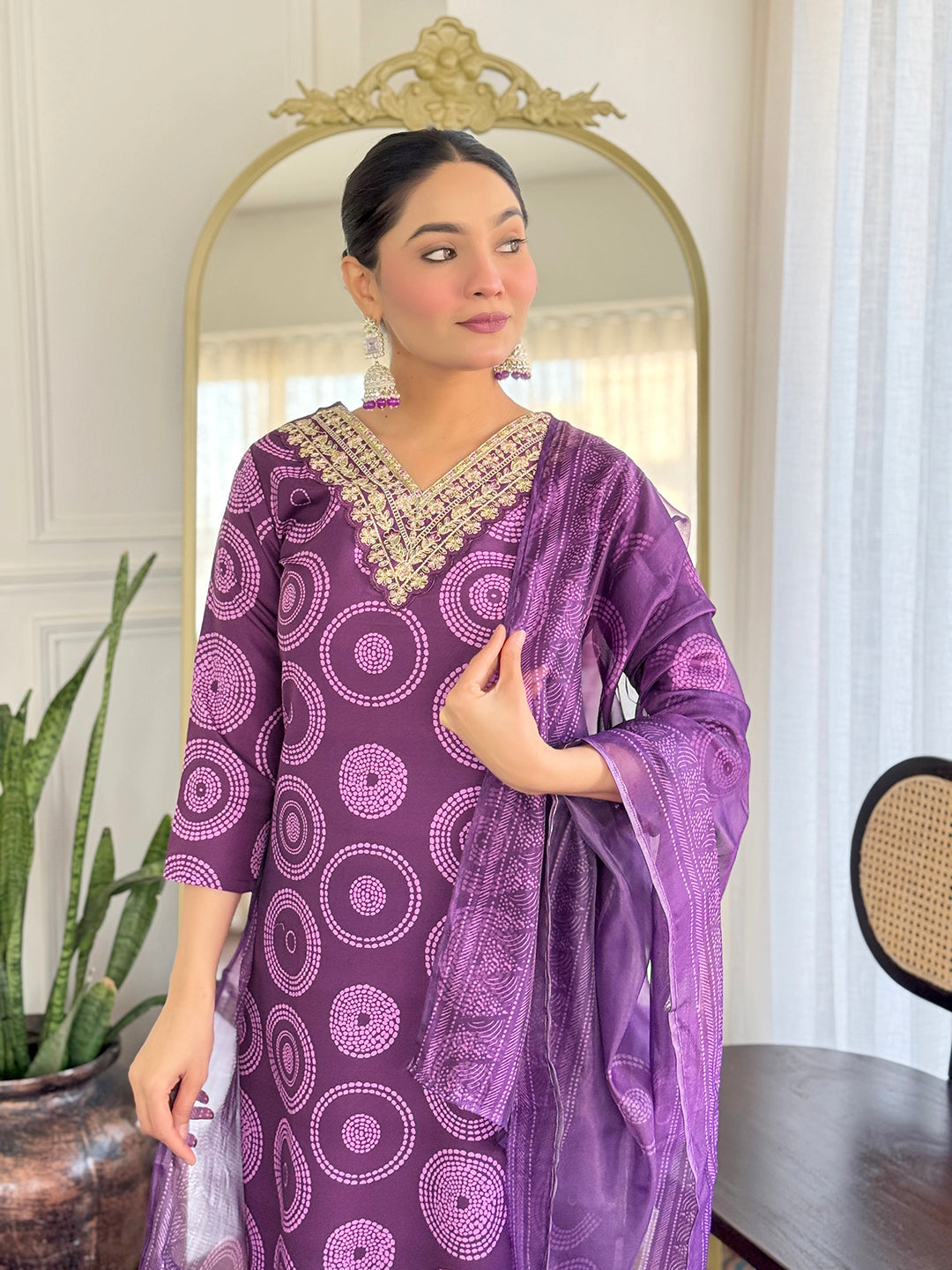 The52 Women's Gorgeous Rayon Embroidery Straight Kurta with Pant And Dupatta Set - Swadesiicart